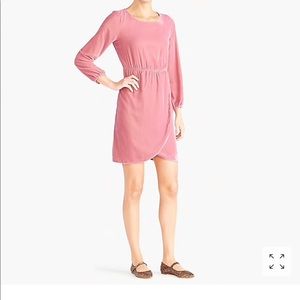 J.Crew Pink Velvet Tulip-Hem Dress